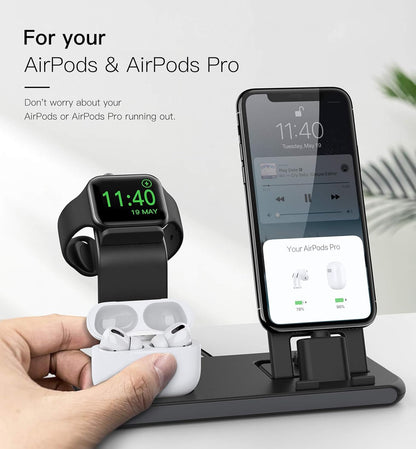 3 in 1 Charging Station for Apple Products, Stand for Apple Watch 7/SE/6/5/4/3/2/1, for Airpods Pro/3/2/1 Charging Dock, Charger Station for Iphone 13/12 Mini/12 Pro Max/11Pro Max/Xs Max/8Plus