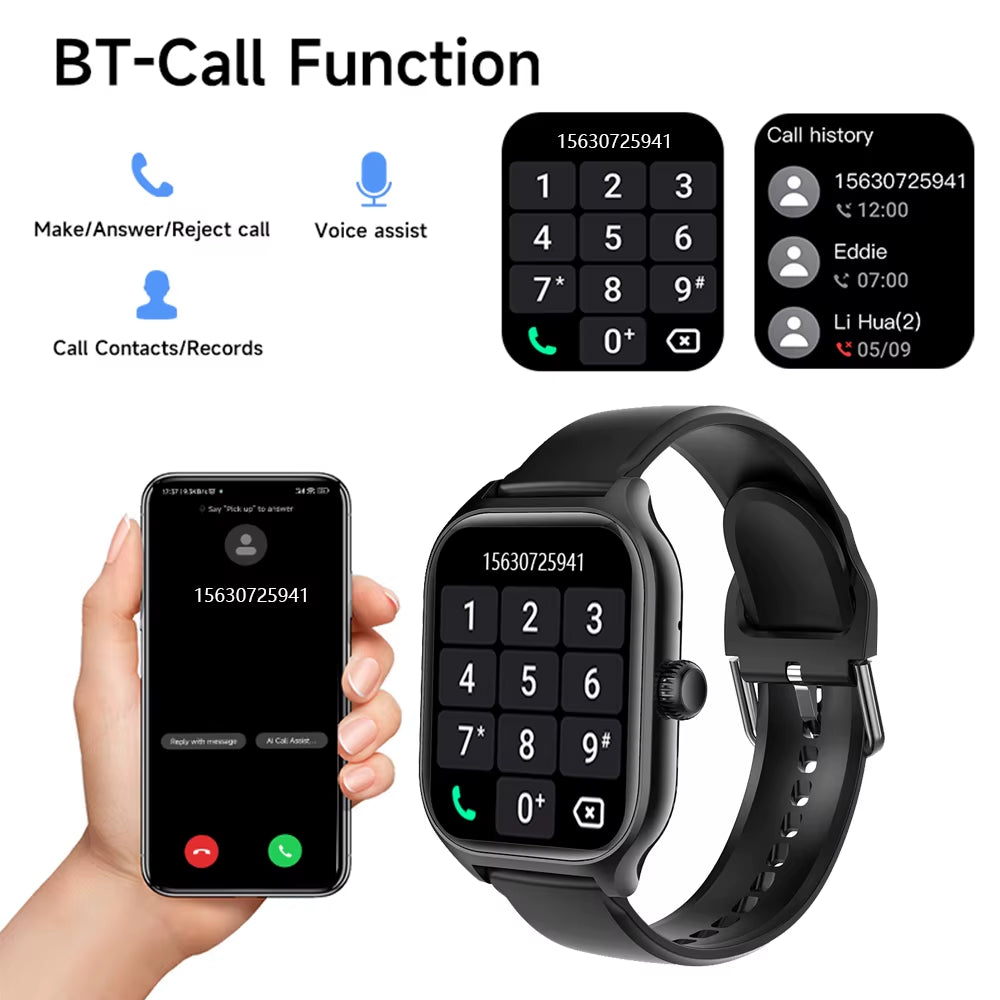 2025 Smartwacth Men 1.73” Inch Display Fitness Bluetooth Call Health Tracking Custom Photo Smart Bracelet Wacth GTS4 Fashion New