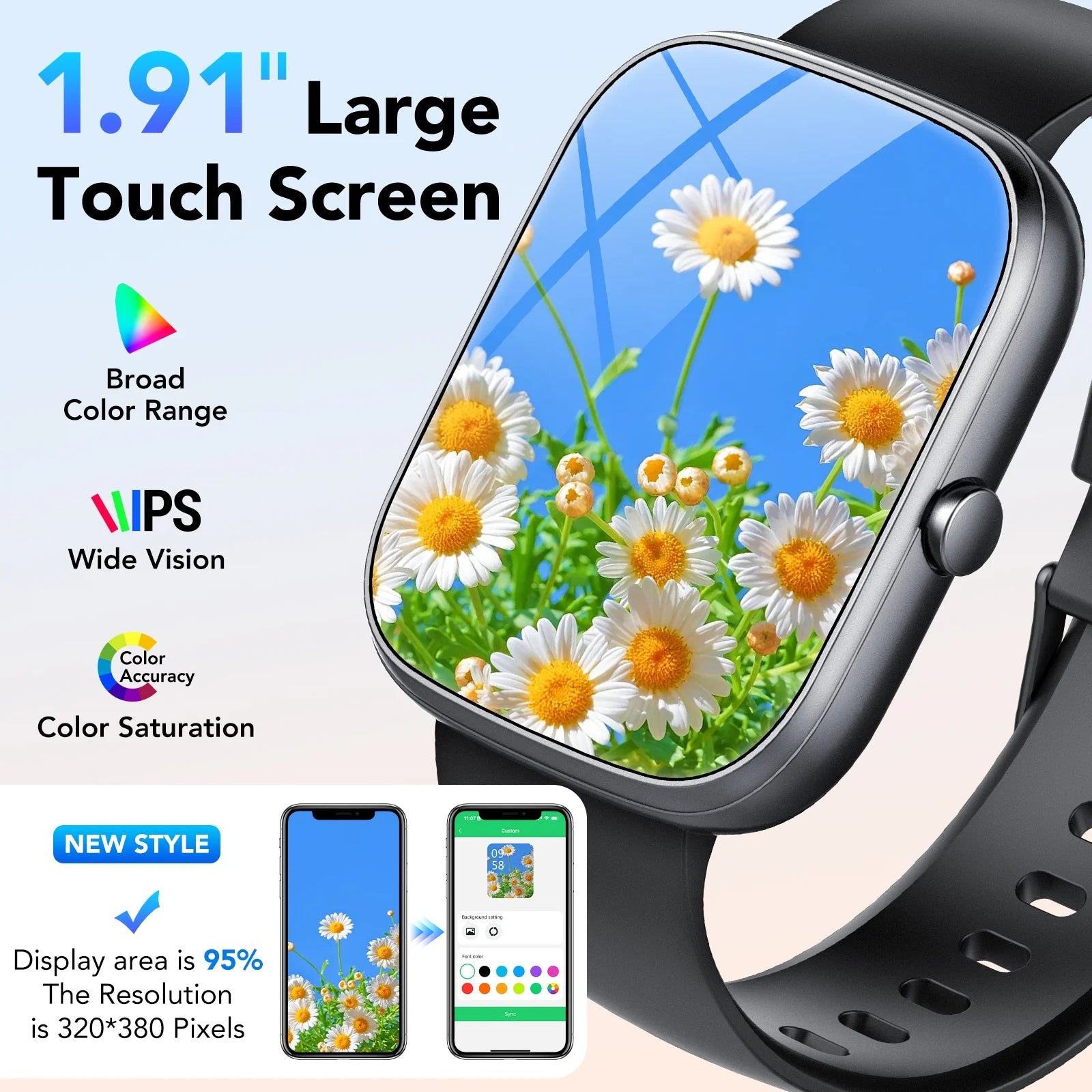 2025 NEW 1.91''HD Screen Smart Watch for Android and Iphone,Answer/Make Calls/100 Sports Modes/Message Reminder,Ip68 Waterproof Outdoor Fitness Tracker Women Men,（Perfect for Holiday Gifts）