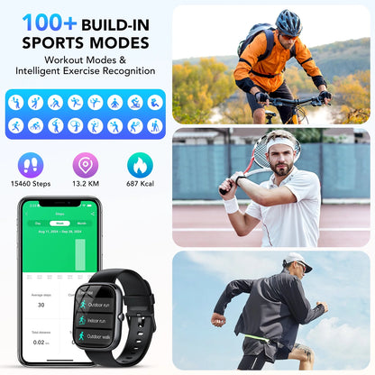 2025 NEW 1.91''HD Screen Smart Watch for Android and Iphone,Answer/Make Calls/100 Sports Modes/Message Reminder,Ip68 Waterproof Outdoor Fitness Tracker Women Men,（Perfect for Holiday Gifts）