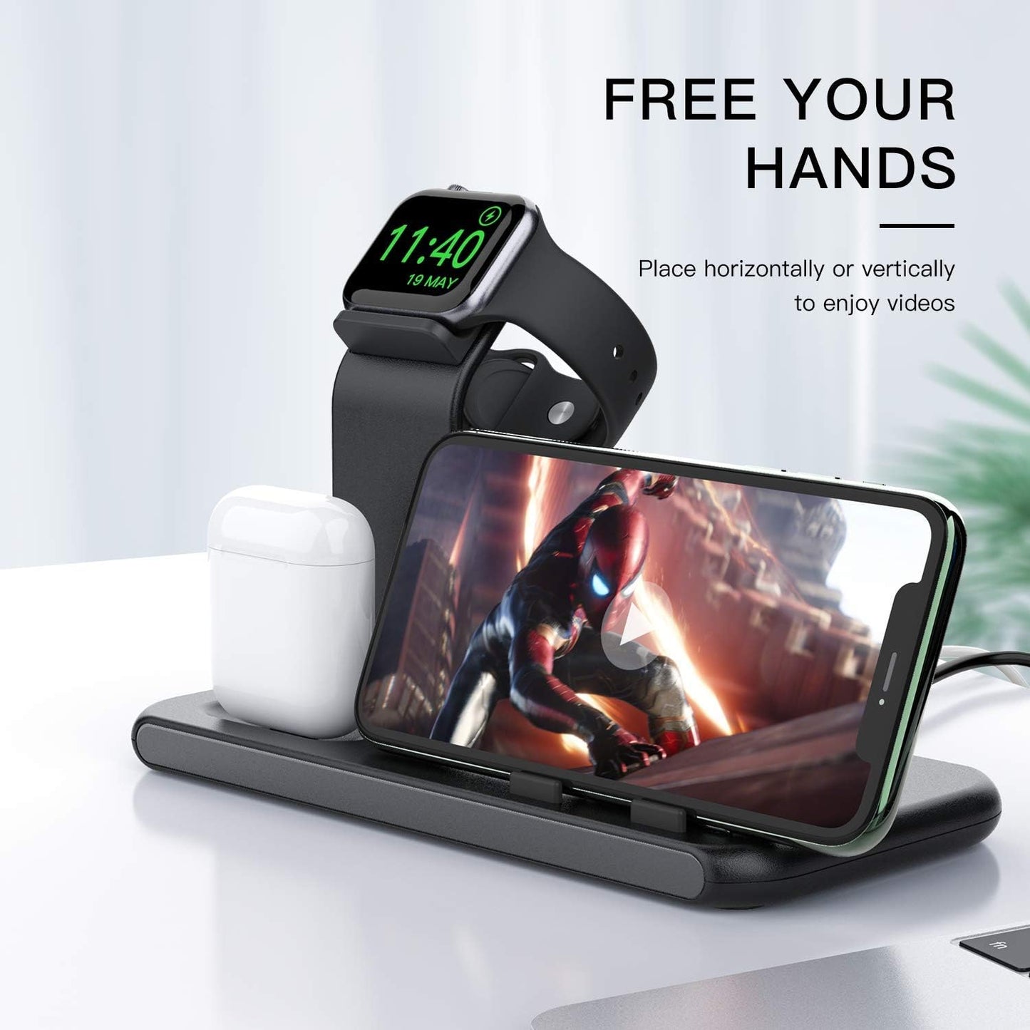 3 in 1 Charging Station for Apple Products, Stand for Apple Watch 7/SE/6/5/4/3/2/1, for Airpods Pro/3/2/1 Charging Dock, Charger Station for Iphone 13/12 Mini/12 Pro Max/11Pro Max/Xs Max/8Plus