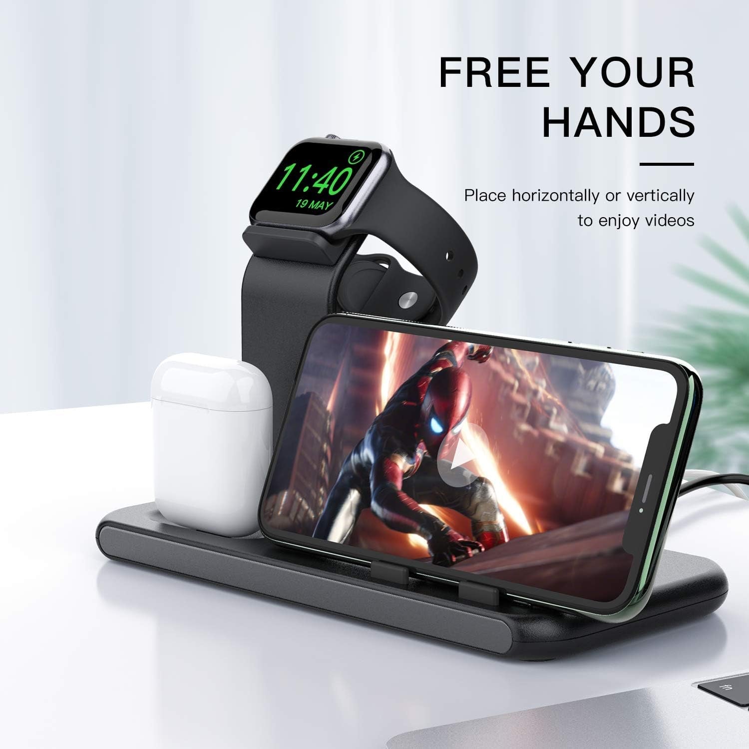 3 in 1 Charging Station for Apple Products, Stand for Apple Watch 7/SE/6/5/4/3/2/1, for Airpods Pro/3/2/1 Charging Dock, Charger Station for Iphone 13/12 Mini/12 Pro Max/11Pro Max/Xs Max/8Plus