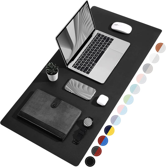 Dual Sided Desk Pad, Large Desk Mat, Waterproof Desk Blotter Protector Mouse Pad, Leather Desk Pad Large for Keyboard and Mouse (36" X 17", Black)