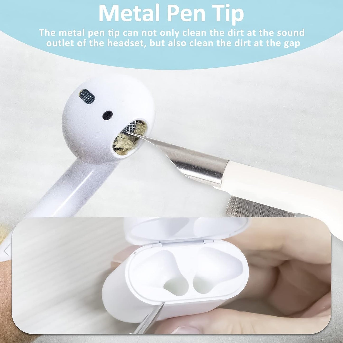 2022 New Cleaner Kit for Airpods Pro and 1/2 Multifunction Cleaning Pen with Soft Brush for Bluetooth Earphones Case (White1.0)